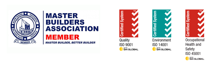 Master Builders Association member and certified quality, environmental and occupational health and safety systems