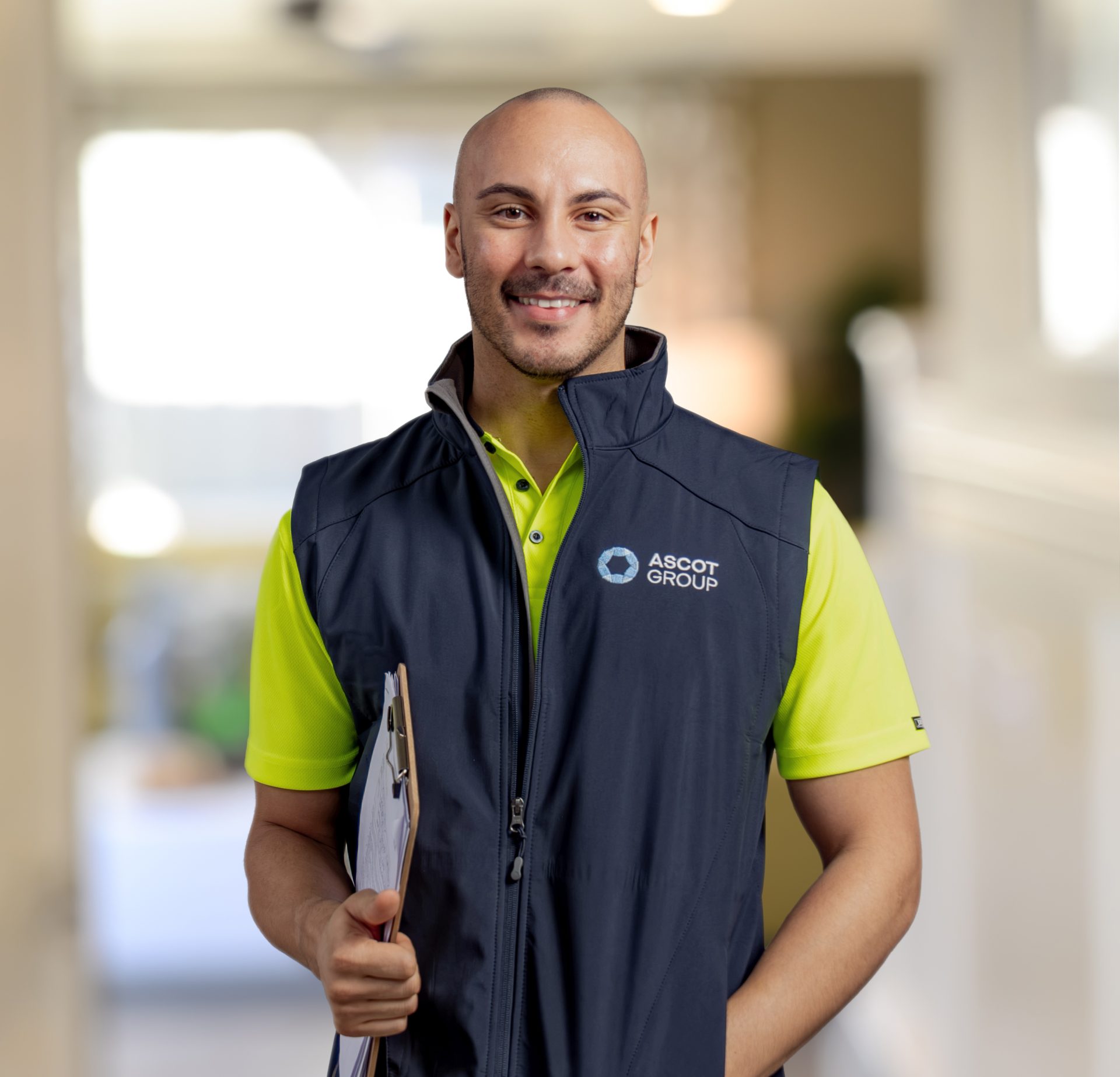 Tradesman smiling at camera